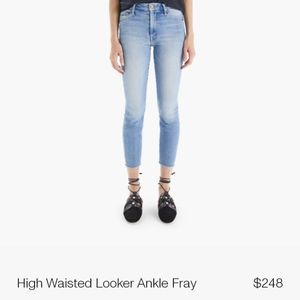 MOTHER DENIM "looker" high waisted frayed ankle jeans size 30